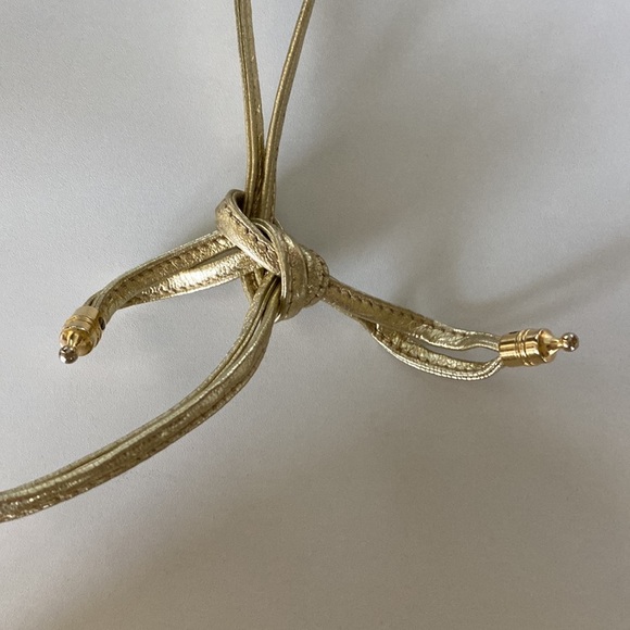 Two Tone Gold & Copper Leather Bag with Adjustable Shoulder Strap - Picture 4 of 11